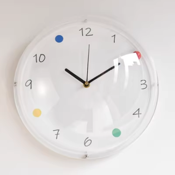 INS Style Polka Dots Bread Simple Design Non-Ticking Silent 3D Wall Decorative Clock