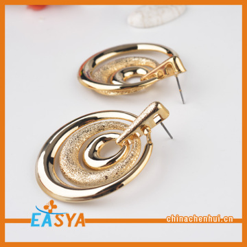 Neue Schmuck Geschenk dreifach Gold Runde Kreis Ohrringe für Frauen