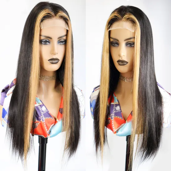 Wholesale Highlight Human Hair Wig Lace Front Highlighted Human Hair 4*4 Closure Glueless Wig For Black Women