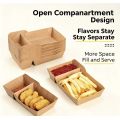 Khay đựng đồ dùng một lần bằng giấy Kraft 2 ngăn