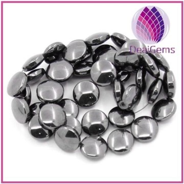 wholesale black coin design 10mm hematite beads