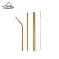 Bent and Straight Metal Straws with Cleaning Brush