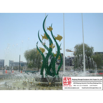 Fish And Sea-Plant Fountain Sculpture