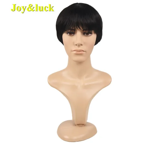 Daily or Party Hairstyle Black Color Man Wholesale Wigs for Mens Straight Men Cosplay Wigs Short Natural Synthetic Hair Wigs