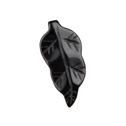 Black Obsidian Handmade Craved Leaf for Home Decor (Approx 23X47MM)