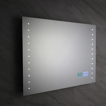 Mirror de baño iluminado con acero inoxidable con la característica del hogar de la conexión