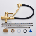 POIQIHY Brushed Gold Filtered Kitchen Faucets Pull Down 360 Rotation Mixer Tap Pure Water Crane For Kitchen Filter Water Taps