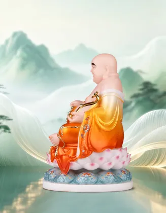 White Marble Statue of the Laughing Maitreya Buddha
