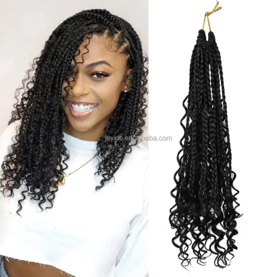 AliLeader Knotless Goddess Locs Wavy Crochet Braid Hair Boho Messy Bohemian Box Braid Curly Ends Hair Extensions for Black Women