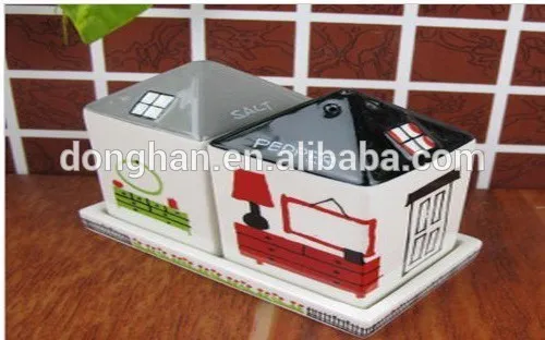 high quality ceramic love house salt and pepper shaker with low price