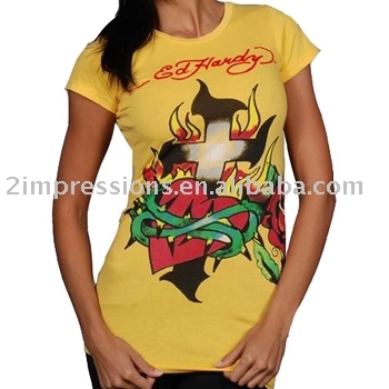 Excellent quality Lady's fashion top, imprint t shirt, printed t shirt