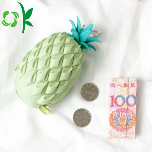 Pineapple Shape Silicone Coin Purse Holder With Zipper