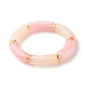 Pandahall Electroplated Non-Magnetic Synthetic Hematite Beaded Acrylic Tube Stretch Bracelets