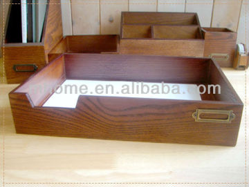 2015 hot sell wood sundries tray with metal deco