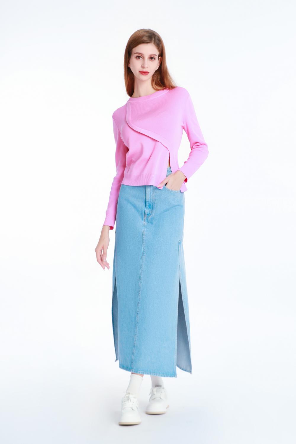 A-line Mid-length Denim Skirt