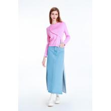 Skirt denim pertengahan panjang A-line