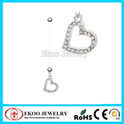 Bio Plastic Crystal Heart Maternity Belly Button Rings