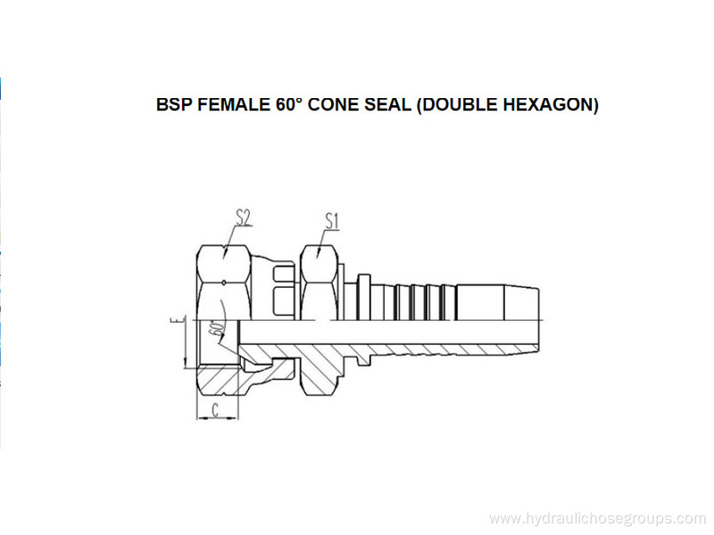 BSP Female 60° Cone Seal Double Hexagon 22611D