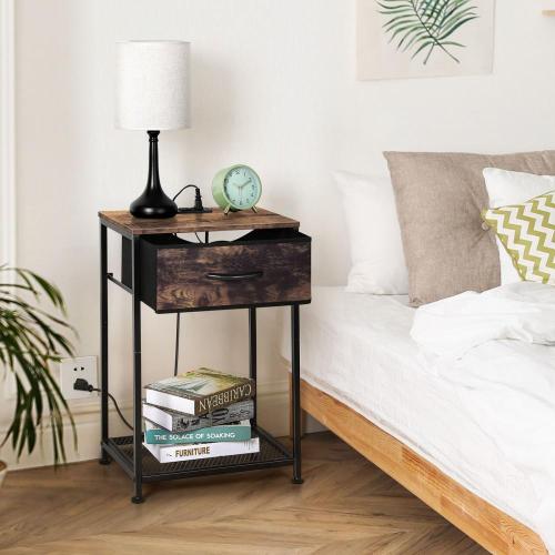 Rustic Brown Side Tables Bedroom