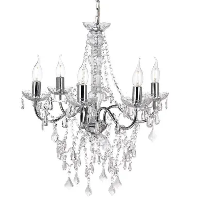Multi Light White Candle Style Traditional Chandelier 52"W Acrylic Crystal Dining Room Chandelier