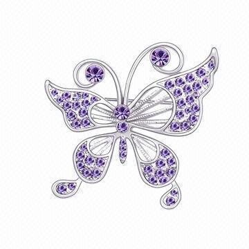 Butterfly Brooch with Swarovski Crystal, OEM Orders are Accepted