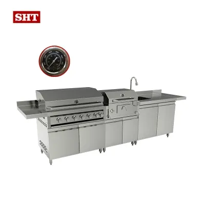 New Arrival Luxury 304 Stainless Steel Rust Resistant BBQ Grill Kitchen Cabinet with Sink