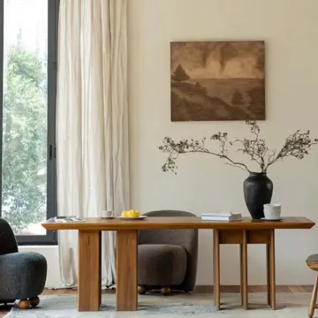 Natural Gray Wood Multi-Legged Solid Wood Dining Room Set