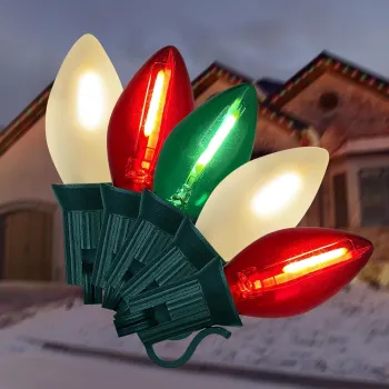C7 Multicolor Smooth Commercial LED Christmas String Lights for Outdoor Holiday Decorations
