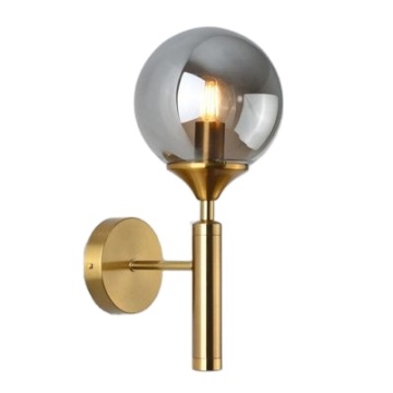 Modern Indoor Wall Lamp E27 60W Smoky Glass Shade Bedroom Light for Decoration