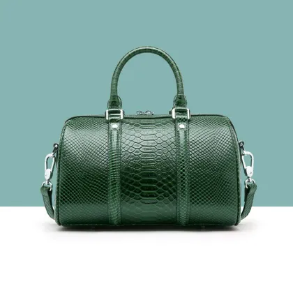 Green Crocodile PU Leather Boston Handbag Tote Bags