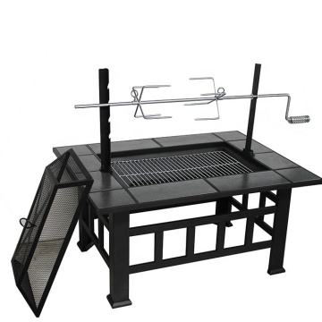 DIY Garden Fire Pit Table with BBQ Grill Brazier for Outdoor Cooking and Socializing