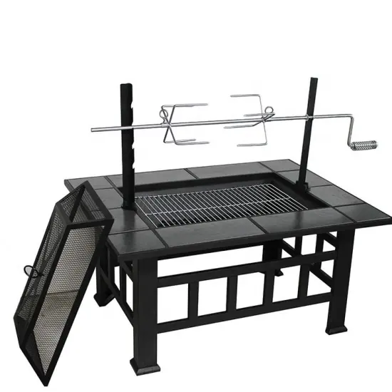 DIY Garden Fire Pit Table with BBQ Grill Brazier for Outdoor Cooking and Socializing