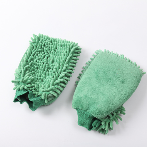 Microfiber chenille cleaning mitt