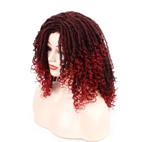 Synthetic Dreadlock Crochet Hair Wigs for Black Women Ombre Braided Crochet Hair Wigs with Curly Ends Afro Short Curly Daily Wig