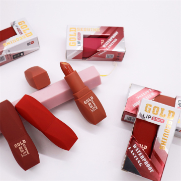 L110 Fashion Creamy Nude Waterproof Lipstik Shimmer Tahan Air oleh Gold Seqyins