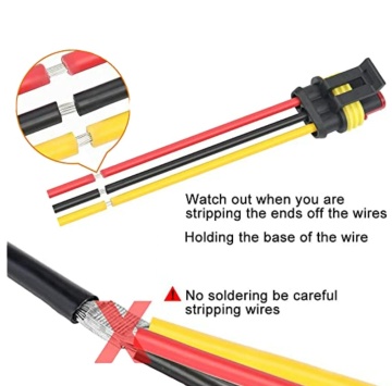 Waterproof 3 Pin Automotive Electrical Connectors for 16 AWG Wire - Male and Female Connectors for Cars, Trucks, Boats
