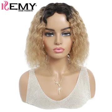 X-TRESS Afro Human Hair Wig 8-16 Inch African American Straight Short Curly Bob Machine Made Hair Wigs With Natural Hairline