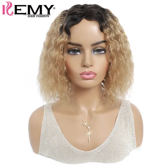 X-TRESS Afro Human Hair Wig 8-16 Inch African American Straight Short Curly Bob Machine Made Hair Wigs With Natural Hairline