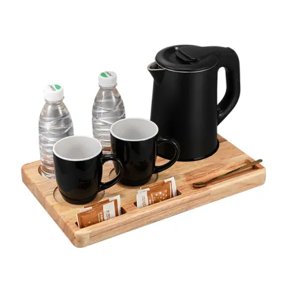 Easy Storage Real Wood Oak Tray for Hotels and Kettle Sets