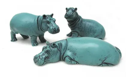 miniature bronze hippo