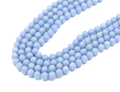 2018 wholesale natural blue angel stone round bead aquamarine