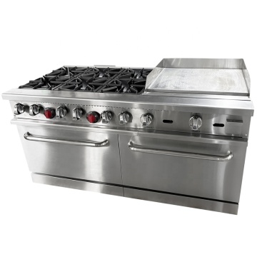 Commercial Gas Range with Oven and Grill - 4/6/8 Burner Options