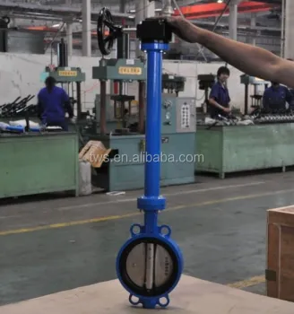 DN40-DN1200  Cast Iron PN 10 Worm Gear Extend Rod Rubber Lined Wafer Butterfly Valves