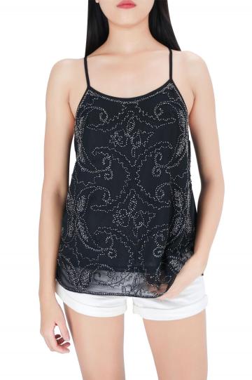 Embroidered Sequin Casual Tank Tops