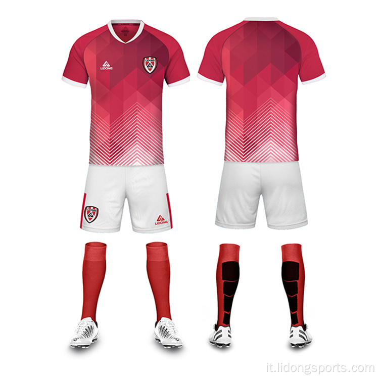 Ultimo set di uniforme da calcio a strisce personalizzata economica