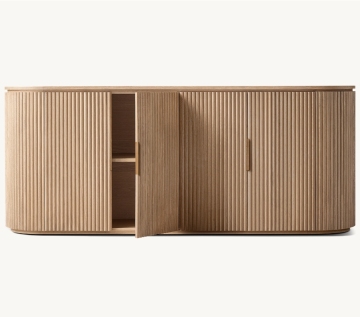 Customized French Curved Oak 4 Door Sideboard for Luxury Dining Rooms