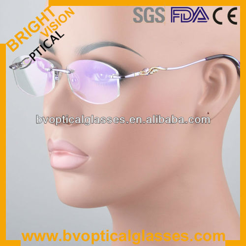 Bright Vision 1004 quality women's crystal rimless metal eyewear