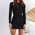 Women's Long Sleeve Ribbed Knit Dresses