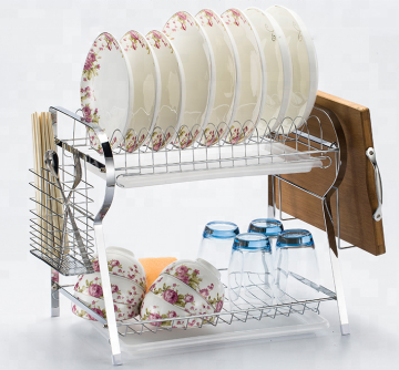 Two Tiers Dish Drying Rack with Utensil Holder