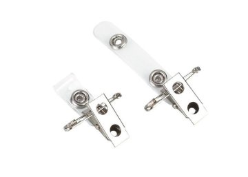 Silver Spring Jaw Conference Metal Name Badge Clip, Id Badge Holder Clip With Safety Pin 30274
